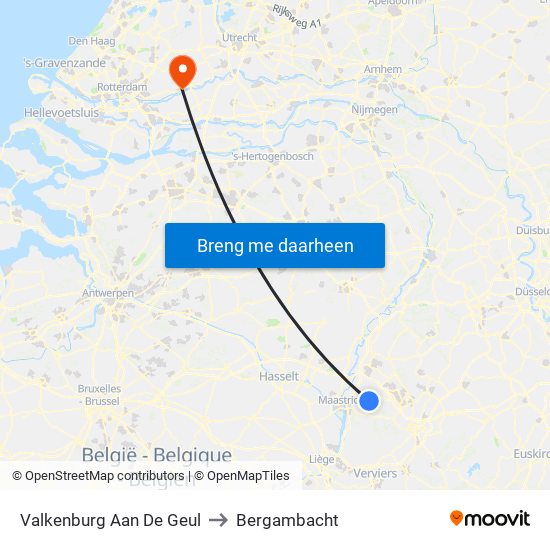 Valkenburg Aan De Geul to Bergambacht map