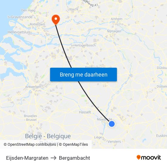 Eijsden-Margraten to Bergambacht map