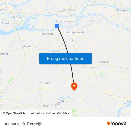 Aalburg to Bergeijk map