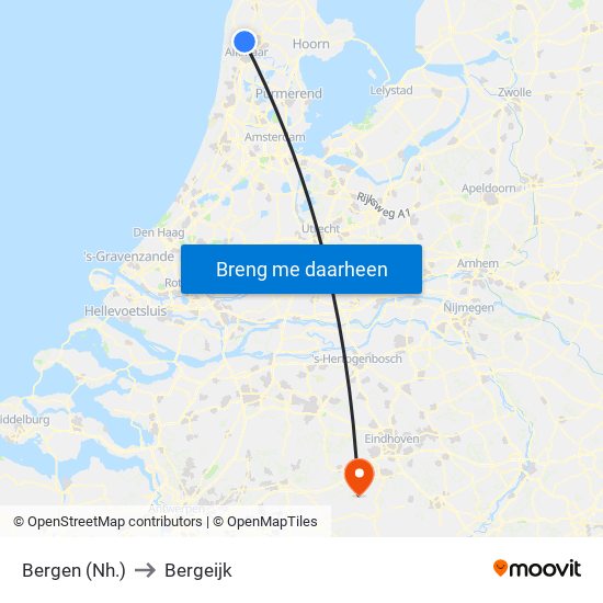 Bergen (Nh.) to Bergeijk map