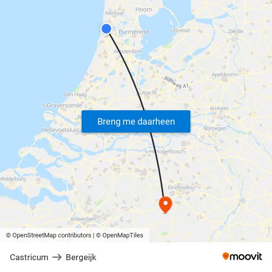 Castricum to Bergeijk map