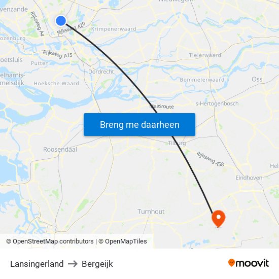 Lansingerland to Bergeijk map