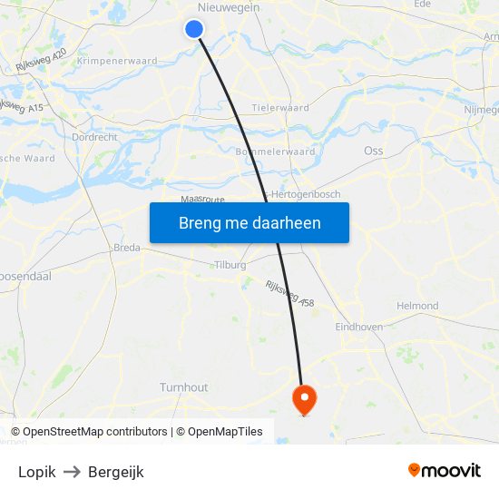 Lopik to Bergeijk map