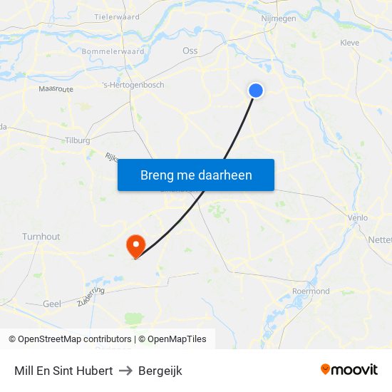 Mill En Sint Hubert to Bergeijk map