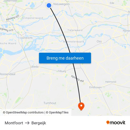 Montfoort to Bergeijk map