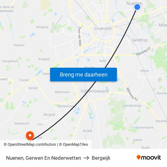 Nuenen, Gerwen En Nederwetten to Bergeijk map