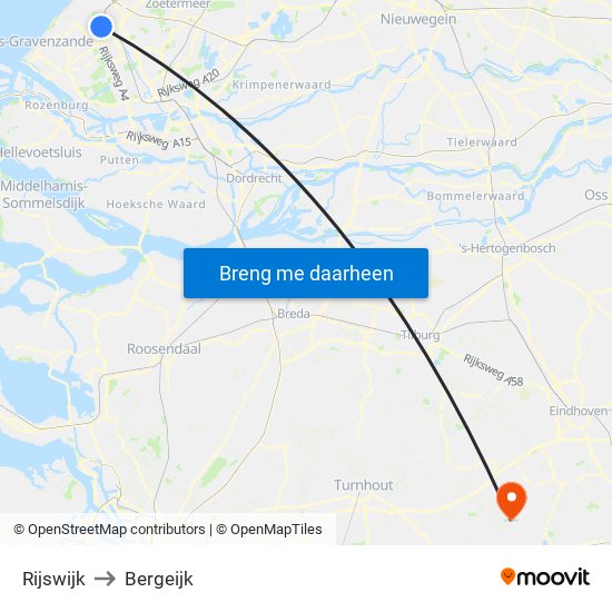 Rijswijk to Bergeijk map