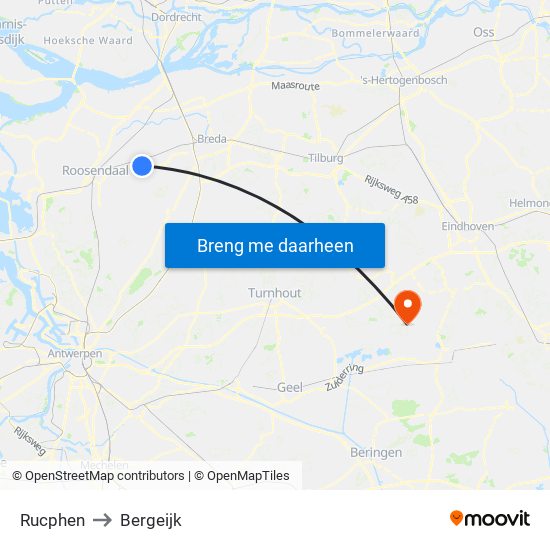 Rucphen to Bergeijk map