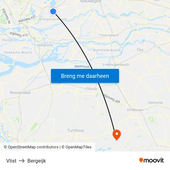 Vlist to Bergeijk map