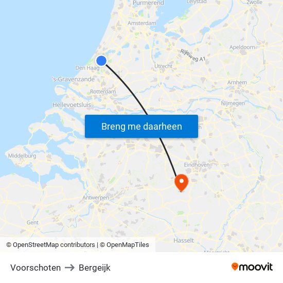 Voorschoten to Bergeijk map