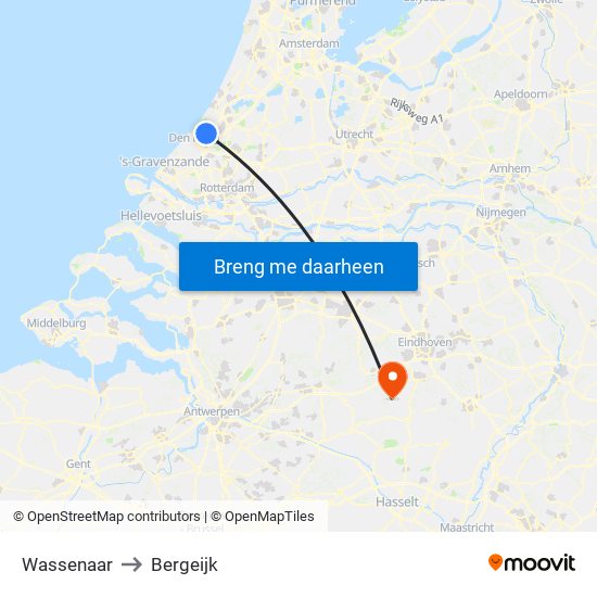 Wassenaar to Bergeijk map