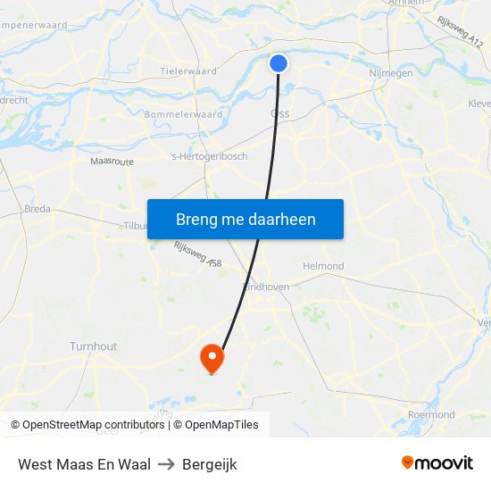 West Maas En Waal to Bergeijk map