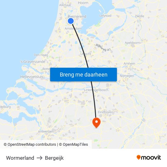 Wormerland to Bergeijk map