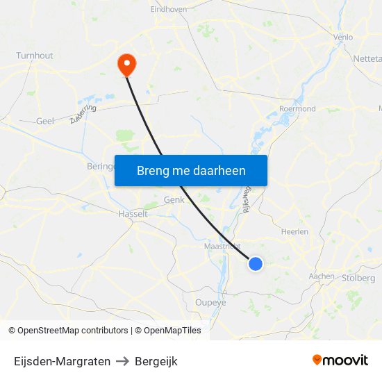 Eijsden-Margraten to Bergeijk map