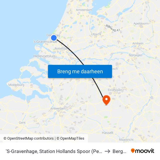 'S-Gravenhage, Station Hollands Spoor (Perron A) to Bergeijk map