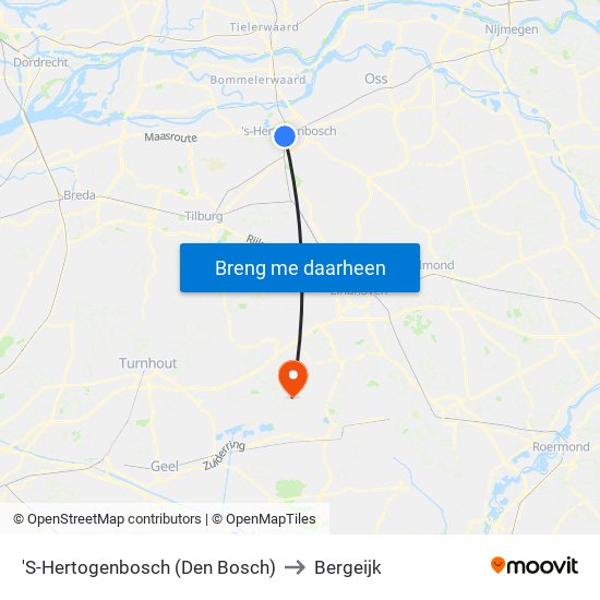 'S-Hertogenbosch (Den Bosch) to Bergeijk map