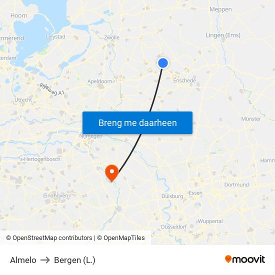 Almelo to Bergen (L.) map