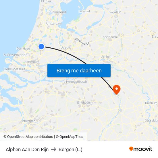 Alphen Aan Den Rijn to Bergen (L.) map