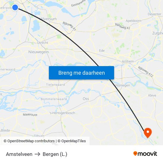 Amstelveen to Bergen (L.) map