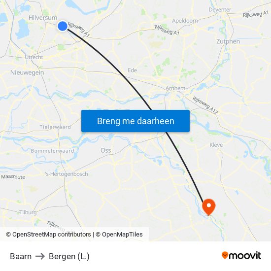 Baarn to Bergen (L.) map