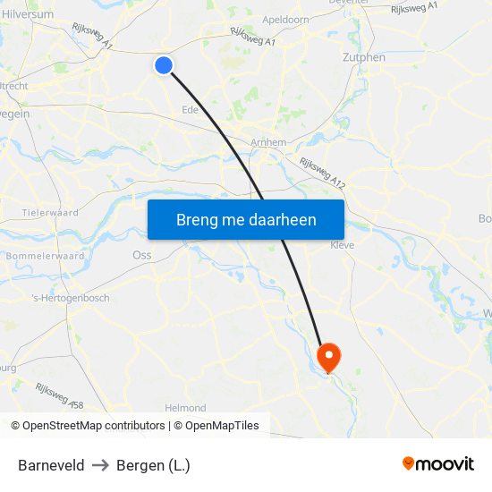 Barneveld to Bergen (L.) map