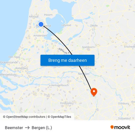 Beemster to Bergen (L.) map