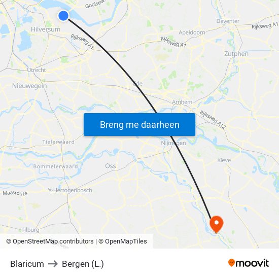 Blaricum to Bergen (L.) map