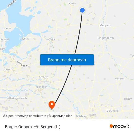 Borger-Odoorn to Bergen (L.) map