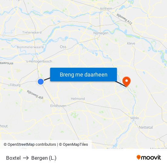 Boxtel to Bergen (L.) map