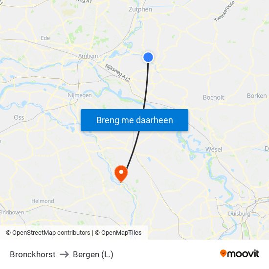 Bronckhorst to Bergen (L.) map