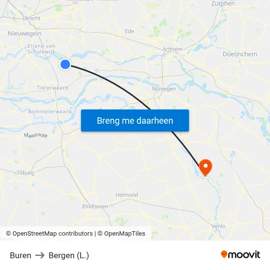 Buren to Bergen (L.) map