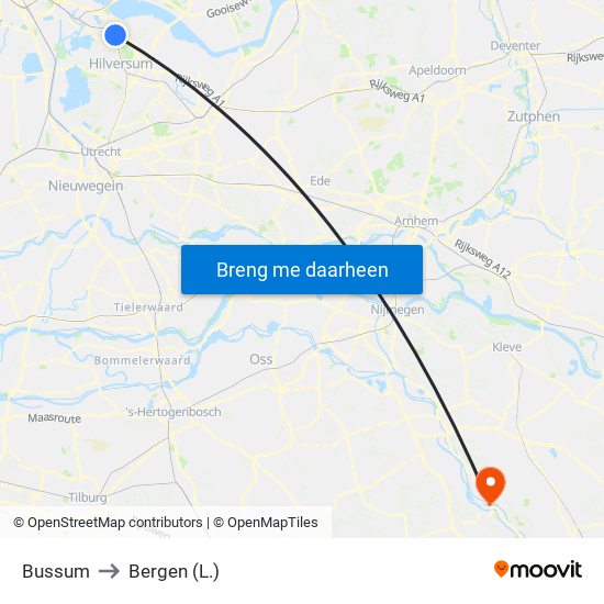 Bussum to Bergen (L.) map