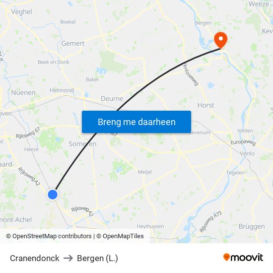 Cranendonck to Bergen (L.) map