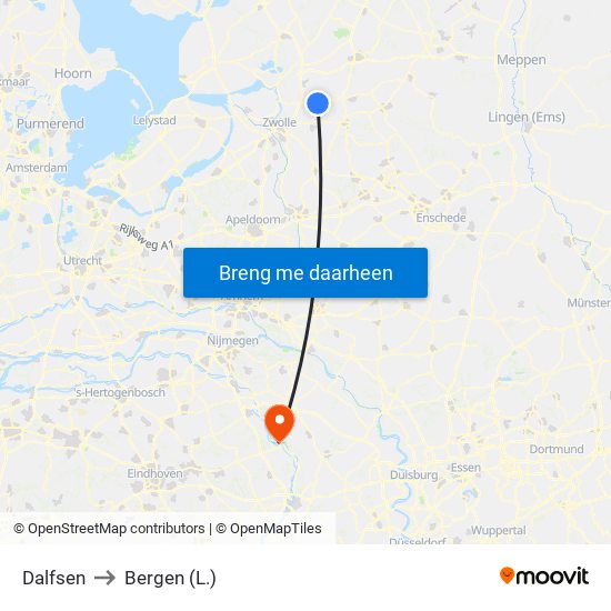 Dalfsen to Bergen (L.) map