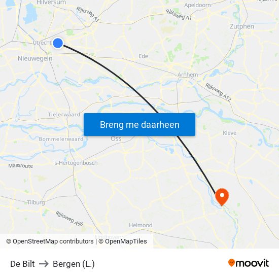 De Bilt to Bergen (L.) map