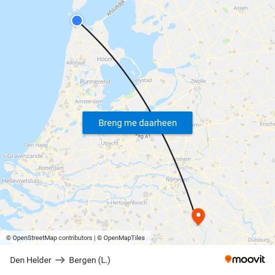 Den Helder to Bergen (L.) map