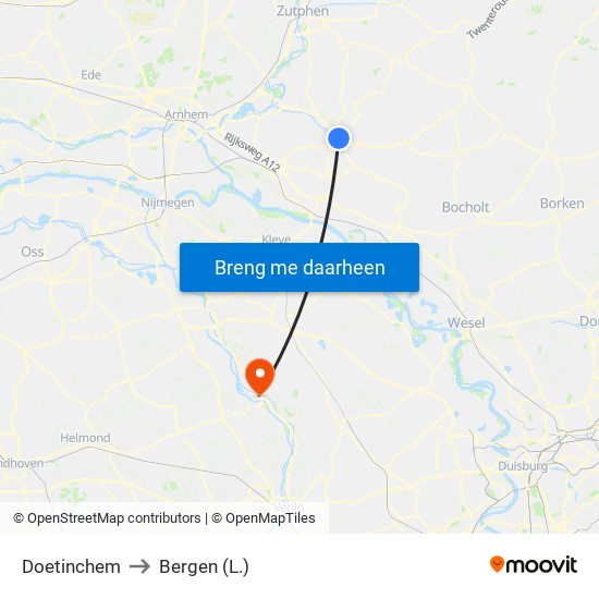 Doetinchem to Bergen (L.) map