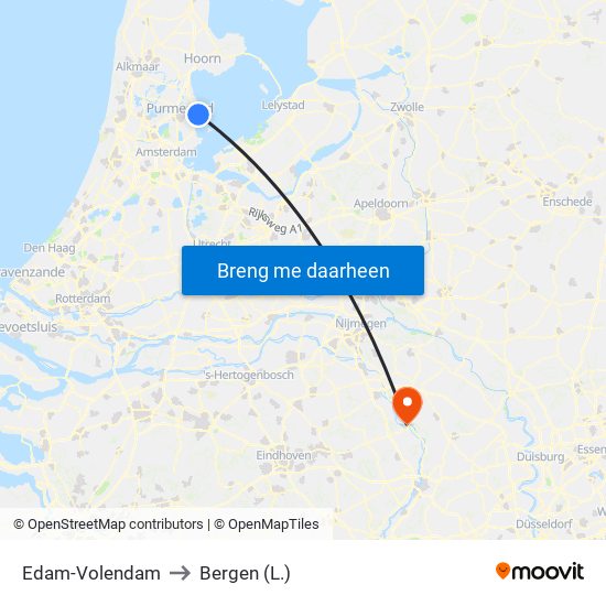 Edam-Volendam to Bergen (L.) map