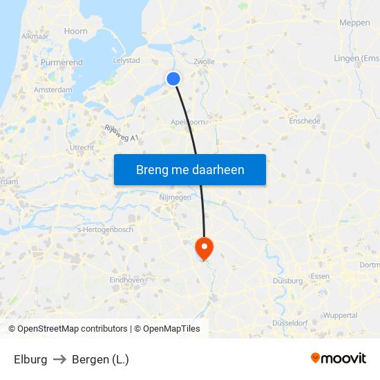 Elburg to Bergen (L.) map