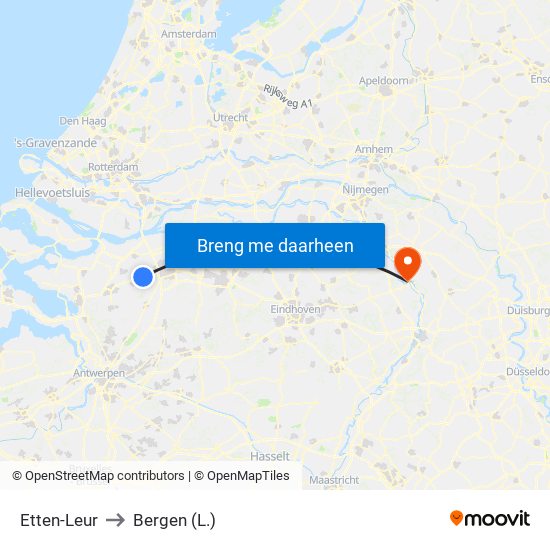 Etten-Leur to Bergen (L.) map