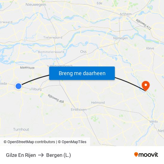 Gilze En Rijen to Bergen (L.) map