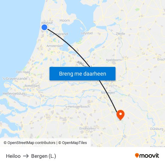 Heiloo to Bergen (L.) map