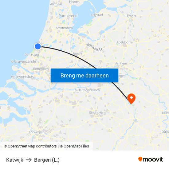 Katwijk to Bergen (L.) map