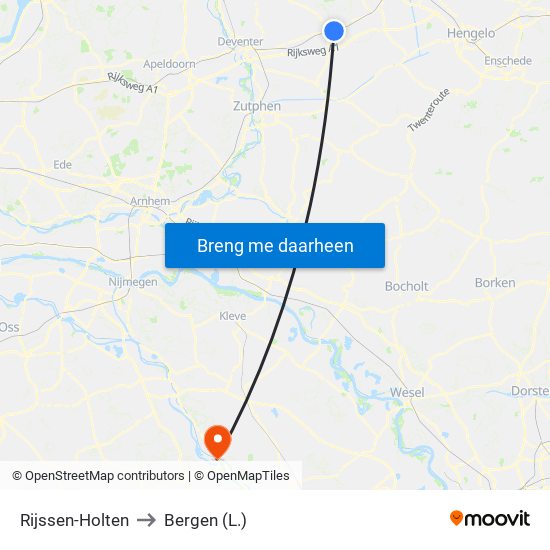 Rijssen-Holten to Bergen (L.) map