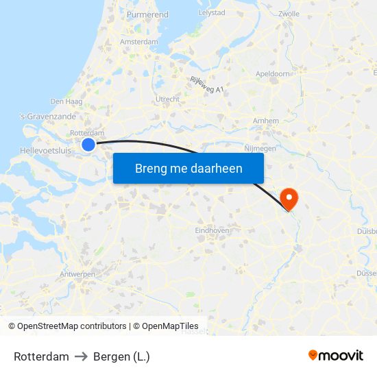 Rotterdam to Bergen (L.) map