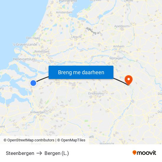 Steenbergen to Bergen (L.) map