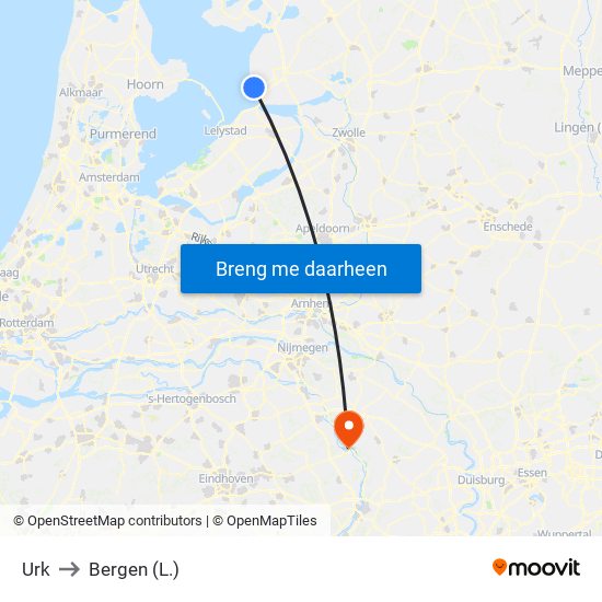 Urk to Bergen (L.) map