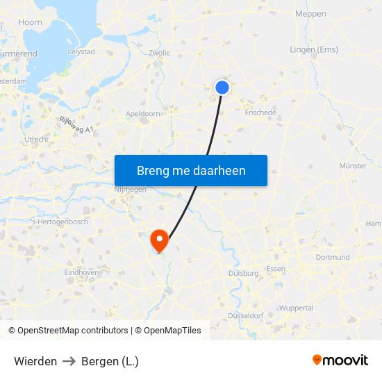 Wierden to Bergen (L.) map