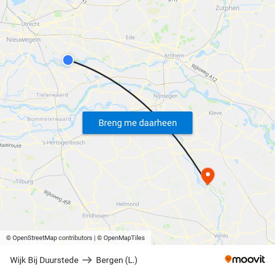 Wijk Bij Duurstede to Bergen (L.) map