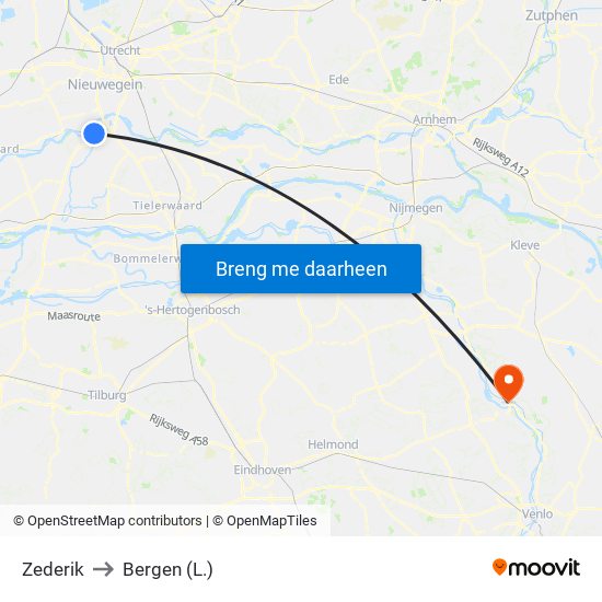 Zederik to Bergen (L.) map